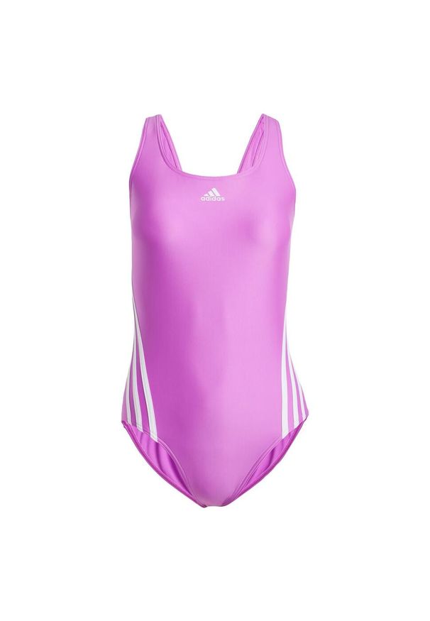 Adidas - Strój do pływania 3-Stripes. Kolor: biały, wielokolorowy, fioletowy. Materiał: materiał