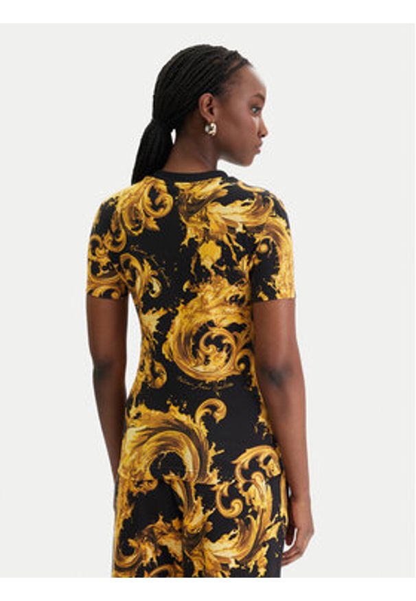 Versace Jeans Couture T-Shirt 80HAH608 JS553 Czarny Regular Fit. Kolor: czarny. Materiał: bawełna