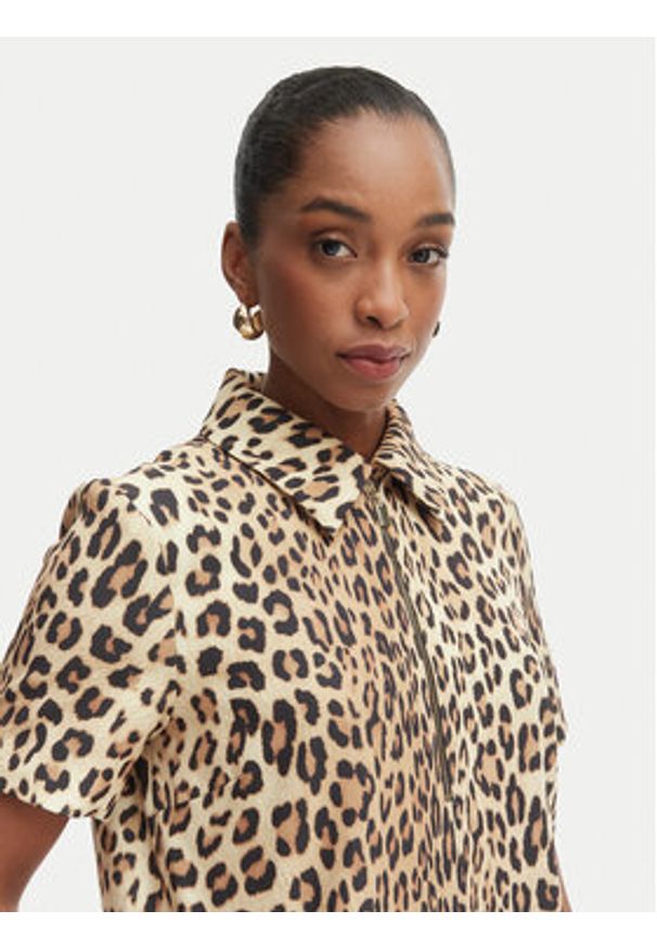 LOLA CASADEMUNT Sukienka codzienna LS2616134 Brązowy Loose Fit. Okazja: na co dzień. Kolor: brązowy. Materiał: syntetyk. Typ sukienki: proste. Styl: casual