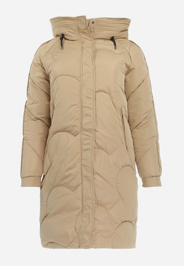 Born2be - Beżowa Pikowana Kurtka z Kapturem Fariana. Typ kołnierza: kaptur. Kolor: beżowy