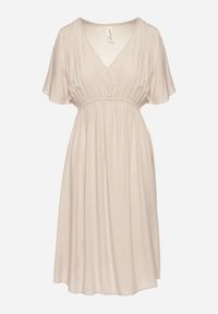 Born2be - Beżowa Bawełniana Sukienka o Rozkloszowanym Fasonie Liranelle. Okazja: na co dzień. Typ kołnierza: dekolt w kształcie V. Kolor: beżowy. Materiał: bawełna. Długość rękawa: krótki rękaw. Sezon: lato. Typ sukienki: rozkloszowane. Styl: elegancki, casual #6