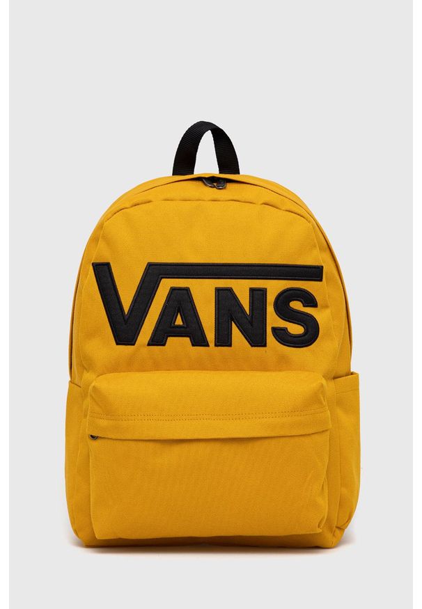 Vans plecak kolor żółty duży z aplikacją. Kolor: żółty. Wzór: aplikacja