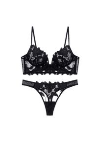Intica - Komplet bielizny z haftem i koronką na specjalne okazje Francesca. Kolor: czarny. Materiał: koronka. Wzór: haft, koronka
