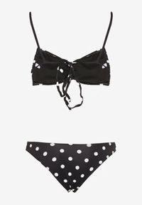 Born2be - Biało-Czarne Bikini w Kropki Biustonosz i Majtki Figi z Kwiatowymi Aplikacjami Moritia. Kolor: biały. Wzór: kwiaty, aplikacja, kropki #5