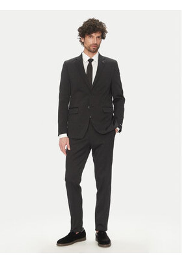 Karl Lagerfeld - KARL LAGERFELD Marynarka 155244 552042 Czarny Regular Fit. Typ kołnierza: dekolt w karo. Kolor: czarny. Materiał: syntetyk, bawełna