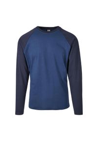Urban Classics - Męska Koszulka Z Kontrastowymi Rękawami Raglan. Kolor: niebieski. Długość rękawa: raglanowy rękaw. Sport: turystyka piesza #1
