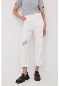 TwinSet - Twinset jeansy damskie kolor biały high waist. Stan: podwyższony. Kolor: biały