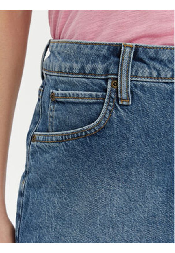 Lee Spódnica jeansowa 112349008 Niebieski Regular Fit. Kolor: niebieski. Materiał: lyocell, bawełna
