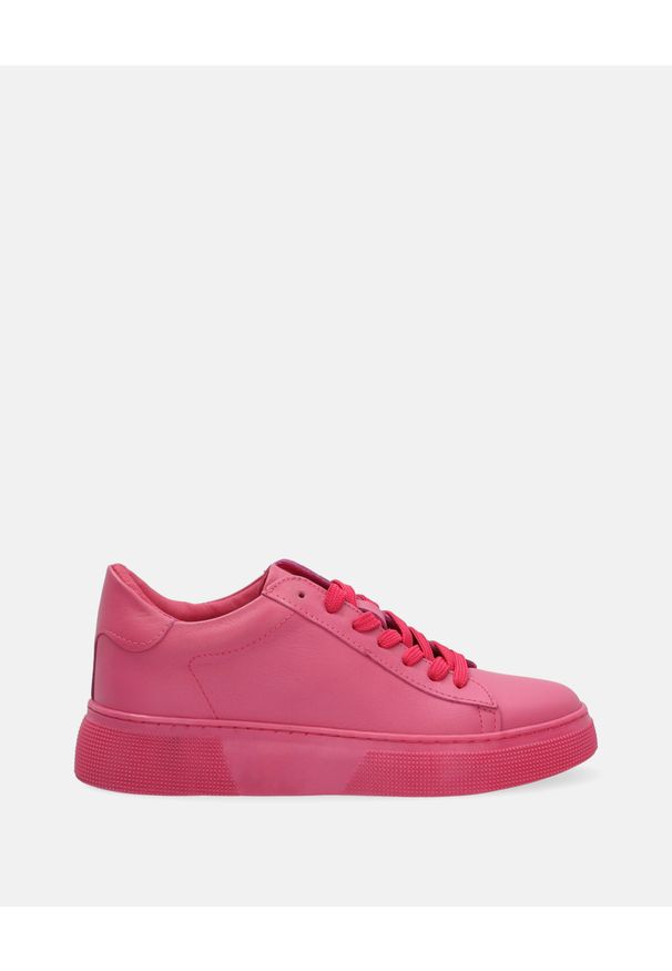 Venezia - RÓŻOWE SNEAKERSY ZE SKÓRY NATURALNEJ D010 FUXIA. Kolor: różowy. Materiał: skóra. Obcas: na obcasie. Wysokość obcasa: średni