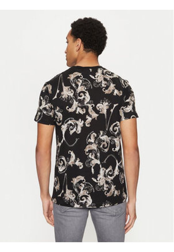 Versace Jeans Couture T-Shirt 78GAH6S0 Czarny Slim Fit. Kolor: czarny. Materiał: bawełna