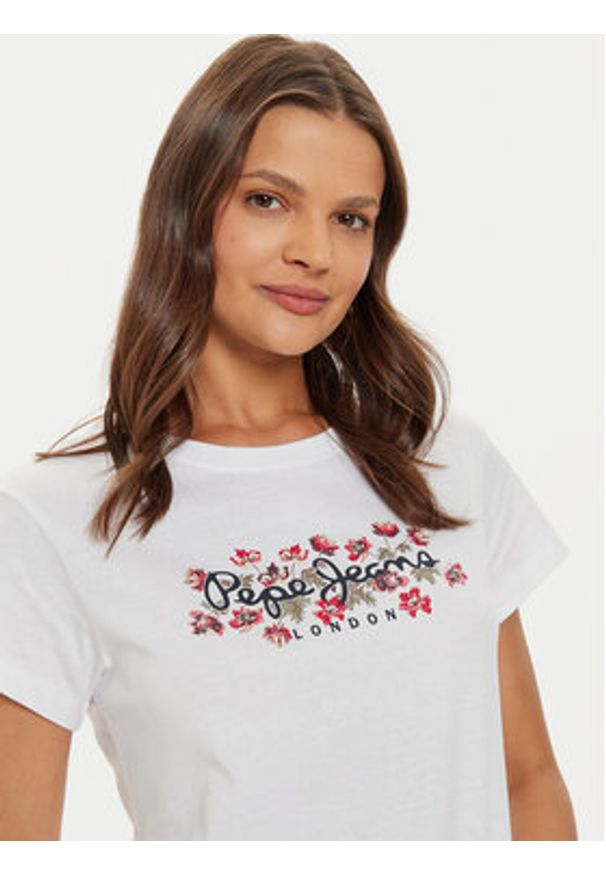 Pepe Jeans T-Shirt Ginny PL505945 Biały Regular Fit. Kolor: biały. Materiał: bawełna