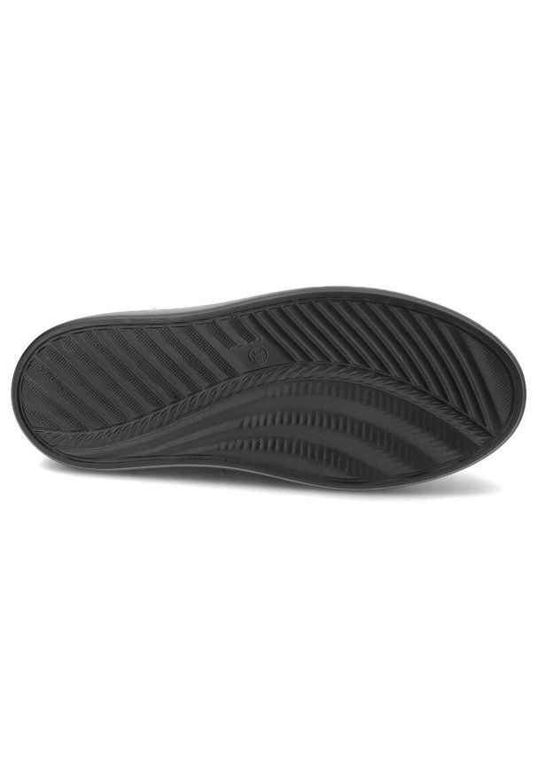 CheBello - Czarne Eleganckie Sneakersy Chebello Z Ozdobnym Kwiatem. Okazja: na co dzień. Kolor: czarny. Materiał: skóra, materiał. Wzór: kwiaty