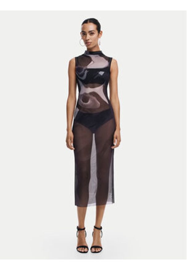 Desigual Sukienka codzienna Lincoln 24WWVK58 Szary Slim Fit. Okazja: na co dzień. Kolor: szary. Materiał: syntetyk. Typ sukienki: proste. Styl: casual