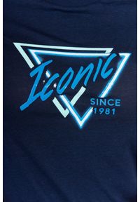 Guess - GUESS Granatowy t-shirt damski iconic, Rozmiar XS. Kolor: niebieski. Materiał: bawełna. Wzór: aplikacja #4