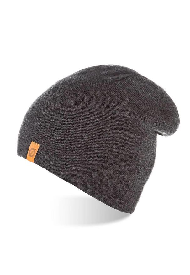 BRODRENE - Czapka męska zimowa smerfetka Brodrene CZ4 ciemnoszara. Kolor: szary. Materiał: materiał. Wzór: aplikacja. Sezon: zima. Styl: sportowy, elegancki