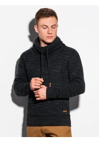 Ombre Clothing - Sweter męski - czarny E152 - L. Typ kołnierza: kołnierzyk stójkowy. Kolor: czarny. Materiał: akryl. Wzór: ze splotem #1