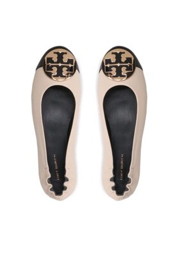 Tory Burch Baleriny Claire Cap Toe 148336 Beżowy. Kolor: beżowy. Materiał: skóra