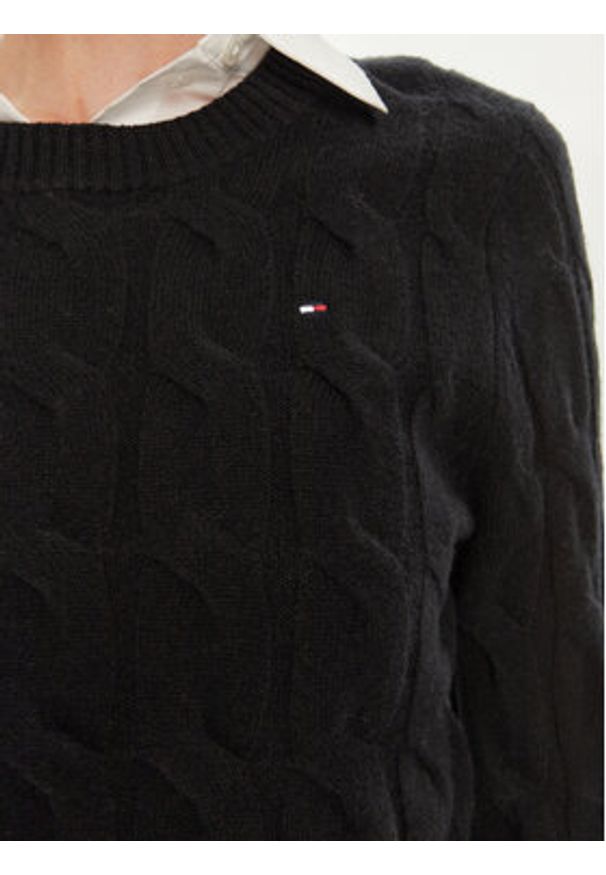 TOMMY HILFIGER - Tommy Hilfiger Sweter WW0WW43586 Czarny Regular Fit. Kolor: czarny. Materiał: wełna