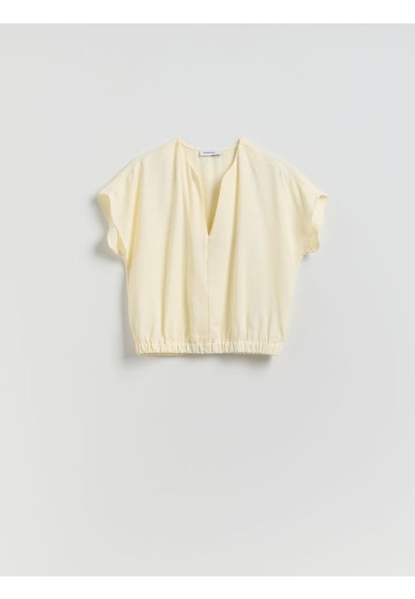 Reserved - Bluzka z lyocellu - złamana biel