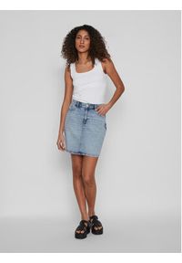 Vila Spódnica jeansowa Kaja 14084735 Niebieski Regular Fit. Kolor: niebieski. Materiał: bawełna, jeans