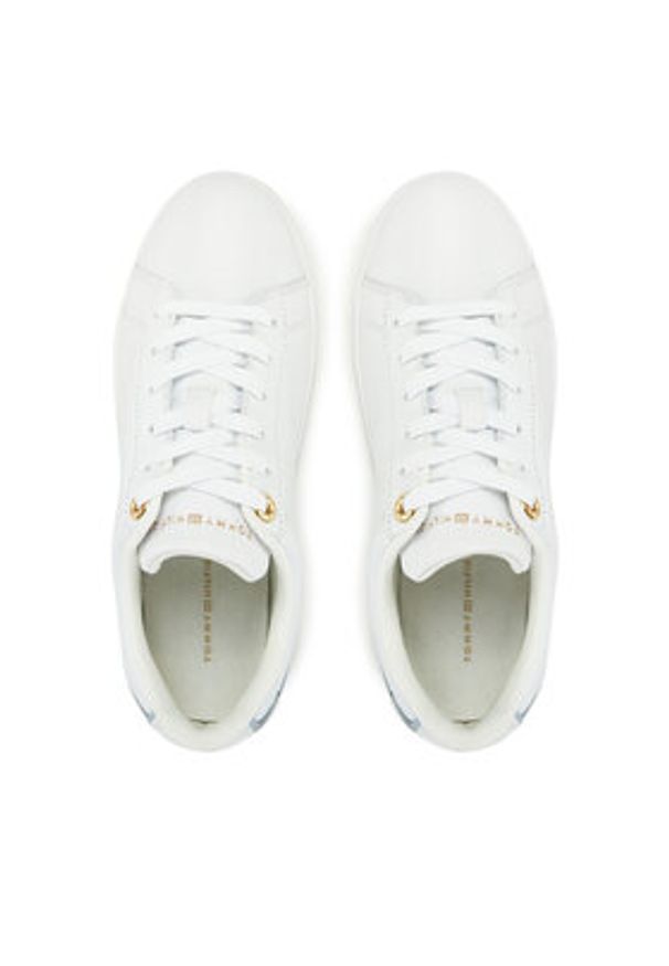 TOMMY HILFIGER - Tommy Hilfiger Sneakersy Chic Court Sneaker FW0FW08642 Biały. Kolor: biały. Materiał: skóra