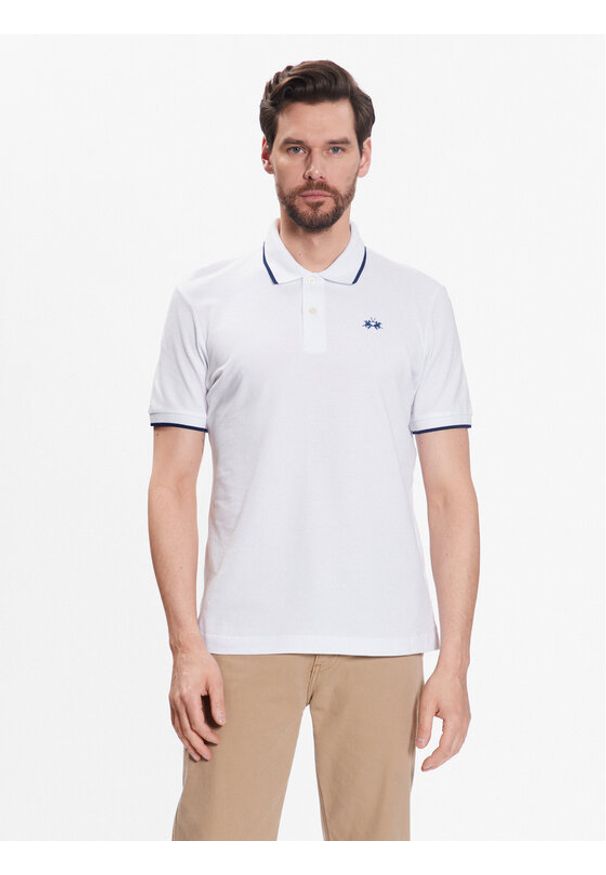 La Martina Polo BPMP04 PK031 Biały Regular Fit. Typ kołnierza: polo. Kolor: biały. Materiał: bawełna