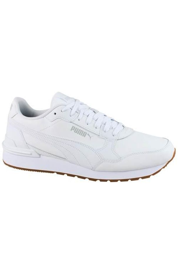 Buty do chodzenia męskie Puma St Runner V4 L. Kolor: biały. Materiał: skóra. Szerokość cholewki: normalna. Sport: turystyka piesza