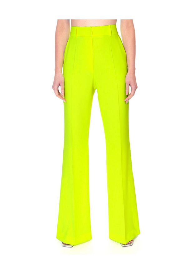 AGGI - Neonowo żółte spodnie Camilla. Kolor: żółty. Materiał: tkanina, jedwab, wiskoza. Styl: wizytowy