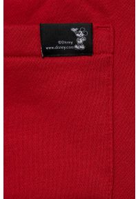 GAP spodnie dziecięce x Disney kolor czerwony z nadrukiem. Kolor: czerwony. Materiał: poliester. Wzór: nadruk, motyw z bajki