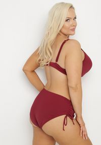 Born2be - Czerwone Bikini Biustonosz z Marszczeniem i Majtki Figi ze Ściągaczami Kinevia. Kolekcja: plus size. Kolor: czerwony #3
