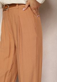 Renee - Brązowe Szerokie Spodnie Palazzo High Waist Neridana. Stan: podwyższony. Kolor: brązowy. Materiał: materiał. Styl: elegancki #5