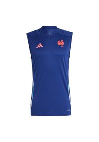 Adidas - Koszulka France Training Sleeveless. Kolor: niebieski. Materiał: materiał