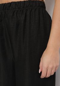 Born2be - Czarne Szerokie Spodnie Palazzo z Wysokim Stanem Aranwenna. Okazja: na spacer, na co dzień. Stan: podwyższony. Kolor: czarny. Styl: elegancki, casual #4