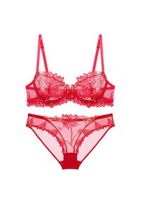 Intica - Komplet bielizny z koronką na specjalne okazje Mallaurie. Kolor: czerwony. Materiał: koronka. Wzór: koronka