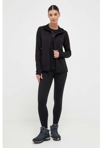 Marmot bluza sportowa Preon damska kolor czarny z kapturem gładka. Typ kołnierza: kaptur. Kolor: czarny. Materiał: polar, skóra, materiał, włókno. Wzór: gładki. Styl: sportowy #6