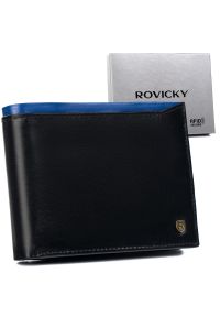 ROVICKY - Portfel męski skórzany RFID czarny Rovicky N992-RVT. Kolor: czarny. Materiał: skóra