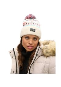 Czapka dzianinowa z wzorem dla kobiet Superdry. Kolor: beżowy. Materiał: dzianina. Sezon: zima #2
