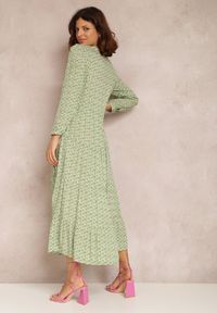 Renee - Zielona Sukienka Pherothoe. Kolor: zielony. Długość rękawa: długi rękaw. Styl: klasyczny. Długość: midi