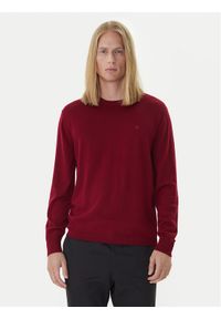 Calvin Klein Sweter LV04LB305G Czerwony Regular Fit. Kolor: czerwony. Materiał: wełna