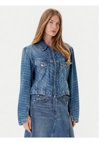 BOSS Kurtka jeansowa 50542426 Niebieski Slim Fit. Kolor: niebieski. Materiał: bawełna
