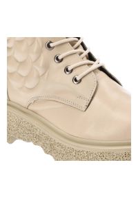 Beżowe Botki Artiker Modne Buty Damskie. Zapięcie: sznurówki. Kolor: beżowy. Materiał: jeans. Styl: klasyczny, street, elegancki #6