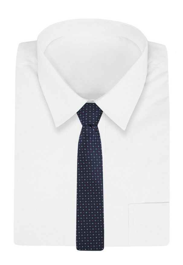 Granatowy Elegancki Krawat -Angelo di Monti- 6 cm, Męski, w Kratkę. Kolor: niebieski. Wzór: kratka. Styl: elegancki