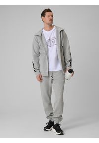 4f - 4F Bluza dresowa regular z kapturem męska - szara L. Okazja: na co dzień. Typ kołnierza: kaptur. Kolor: szary. Materiał: dresówka. Długość rękawa: raglanowy rękaw. Wzór: gładki. Styl: casual #2