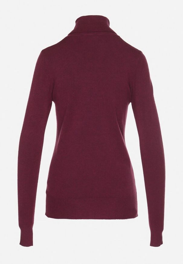 Born2be - Ciemnobordowy Golf Sweter z Wiskozą i Kaszmirem Zailaya. Okazja: na co dzień. Typ kołnierza: golf. Kolor: czerwony. Materiał: kaszmir, wiskoza. Styl: casual