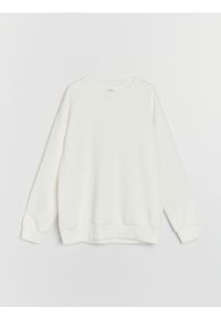 Sinsay - Prążkowana bluza crewneck - kremowy. Kolor: kremowy. Materiał: prążkowany