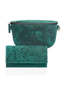 Zestaw skórzany ZUP-59-GR PAOLO PERUZZI saszetka i portfel zielony. Kolor: zielony. Materiał: skóra #1