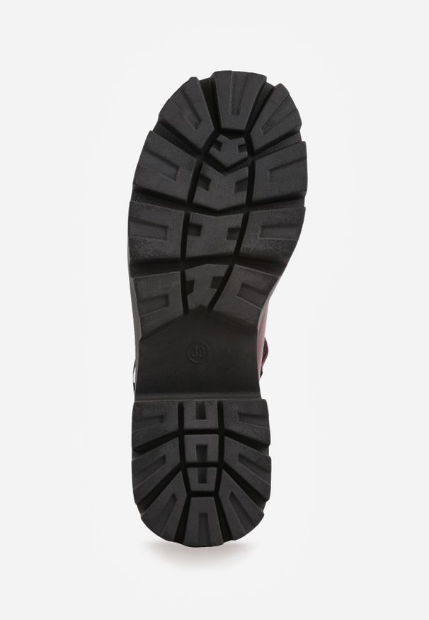 Born2be - Bordowe Półbuty Mary Jane na Grubej Podeszwie z Ozdobną Sprzączką Fenzina. Okazja: na co dzień. Zapięcie: sprzączka. Kolor: czerwony. Materiał: jeans. Styl: casual, elegancki