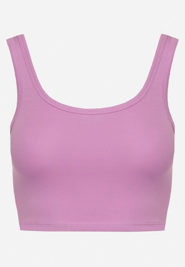 Born2be - Fioletowy Bawełniany Tank Top Bez Rękawów Lomalia. Kolor: fioletowy. Materiał: bawełna. Długość rękawa: bez rękawów