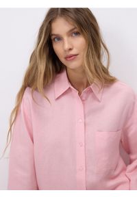 Reserved - Koszula z lnem - pastelowy róż. Kolor: różowy. Materiał: len #1
