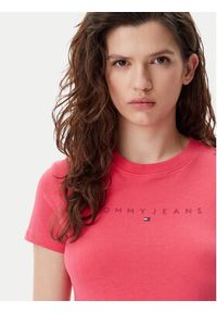 Tommy Jeans T-Shirt Tonal Linear DW0DW20315 Różowy Slim Fit. Kolor: różowy. Materiał: bawełna #4